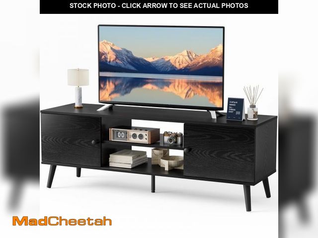 Lot 74-12490065 - edx Modern TV Stand for 55-60 inch TV, Mid Century Entertainment Centre, Media Console Table with St...