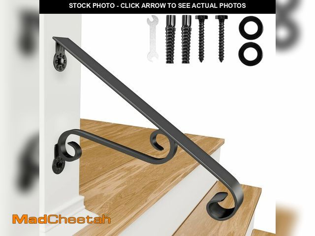 Lot 74-13698257 - PLESIU Eachome Wrought Iron Handrail Wall Mounted Hand Railing Fit for 1-2 Steps for Outdoor Porch S...