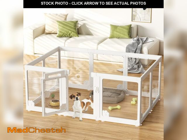 Lot 74-13803663 - 24Ã¢â¬Å Acrylic Clear Dog Play Pen Indoors 10 Panels, Puppy Playpen with Door for Small Dogs Puppi...