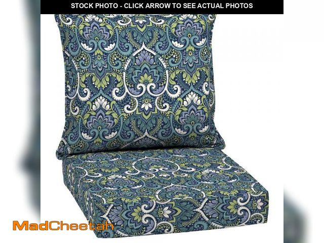 Lot 74-12517642 - ARDEN 24 in. x 24 in. 2-Piece Deep Seating Outdoor Lounge Chair Cushion in Sapphire Aurora Blue Dama...
