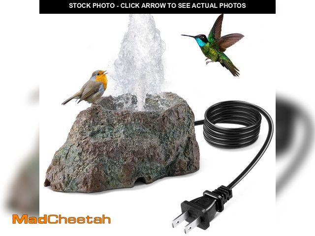 Lot 74-14266496 - Dreyoo Fountain for Bird Bath, Red Moss Resin Granite Water Fountain Rock with 7W Water Pump, Bird B...