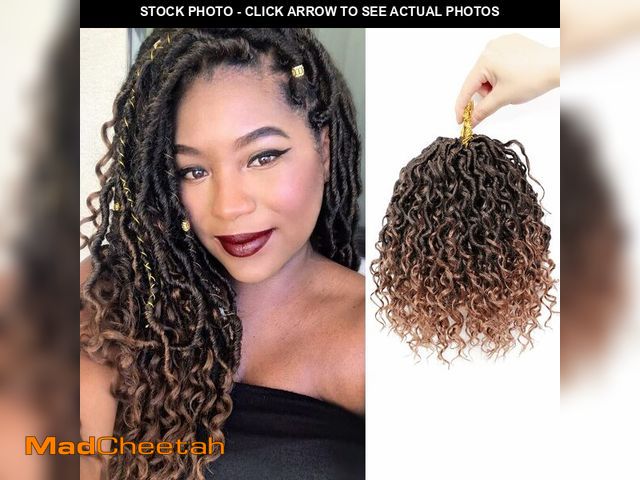 Lot 74-14044605 - 8 Inch Goddess Faux Locs Brown Crochet Hair 8 Inch Crochet Locs Pre Looped Boho River With Curly End...