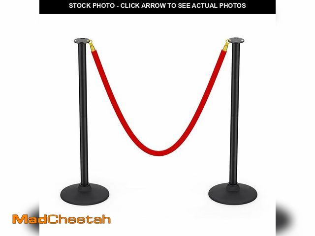 Lot 74-13540624 - BATTIFE Plastic Stanchion Posts with Red Velvet Ropes and Weighted Rubber-Plastic Base, Crowd Contro...