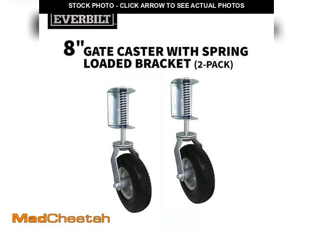 Lot 74-12691813 - Shepherd 8 in. Black Rubber and Steel Pneumatic Swivel Gate Casters with Spring Loaded Bracket and 2...