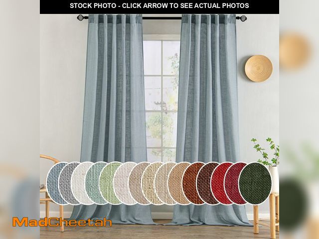 Lot 74-12703691 - MIULEE Dusty Blue Linen Curtains 90 Inch Long 2 Panels for Bedroom Living Room, Soft Thick Linen Tex...