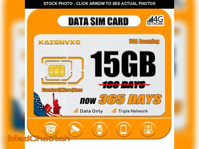 Lot 74-12713562 - KAISNVXS 4G LTE Cellular Data SIM Card for 365 Days 15GB Compatible with The USA Nationwide Networks...
