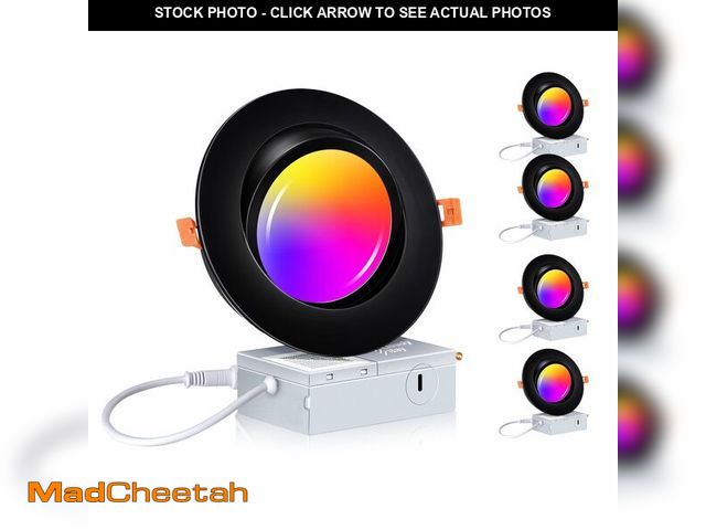 Lot 74-12601519 - CLOUDY BAY [4 Pack] 6 inch Gimbal Smart WiFi LED Recessed Lights,RGBCW Color Changing,Compatible wit...