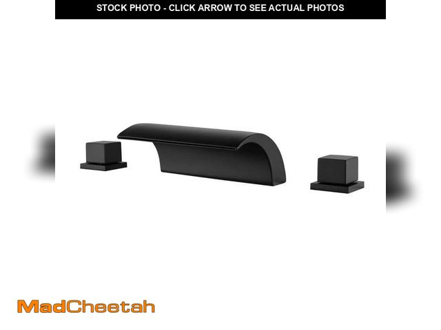 Lot 74-14589015 - FLG 2-Handle Tub Deck Mount Roman Tub Faucet in Brass Waterfall Bathtub Filler Matte Black SS-0141-M...