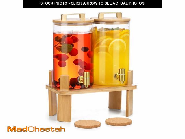 Lot 74-14263112 - 1 Gallon 2 PCS Glass Beverage Dispenser, Drink Dispensers for Parties, Lemonade Dispenser with Airti...