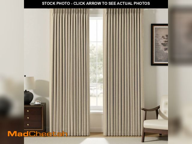 Lot 74-13576899 - YZ HOME Pinch Pleated Linen Curtains 100% Blackout 95 Inches Long for Living Room Bedroom, Memory Th...