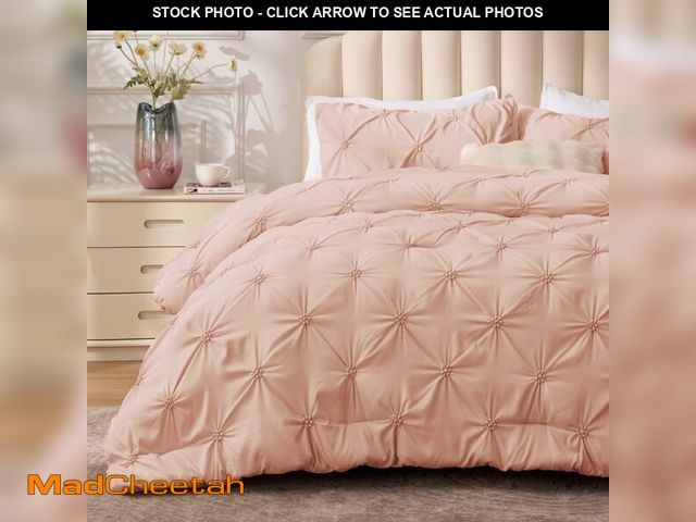 Lot 74-13563736 - BEDELITE Dusty Pink Queen Comforter Set - 3 Pieces Boho Pintuck Bedding Comforter Sets, Lightweight ...