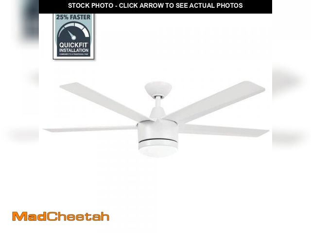 Lot 74-12495734 - Home Decorators Collection Merwry 52 in. Intergrated LED Matte White Ceiling Fan With Light And Remo...