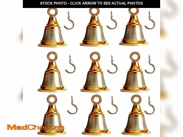 Lot 74-12717245 - Solid Brass Pooja Bells with J Hook Home Decor Christmas Bells Wall Hanging Jingle Bell Ornaments Ne...