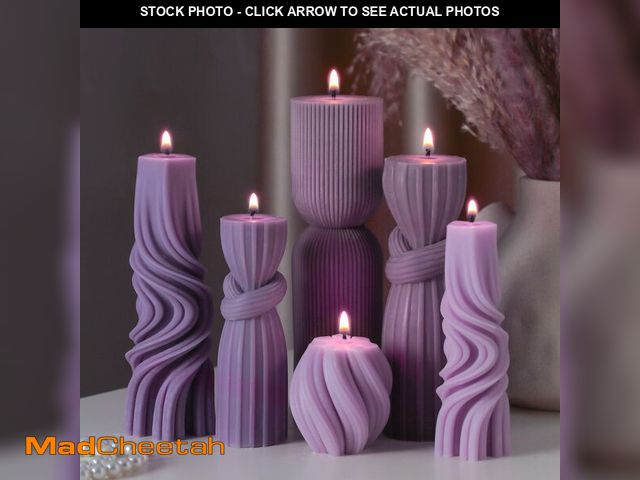 Lot 74-12978640 - Threlaco 6 Pcs Pillar Candles Modern Aesthetic Ribbed Decorative Candle Set Cute Soy Wax Scented Rib...