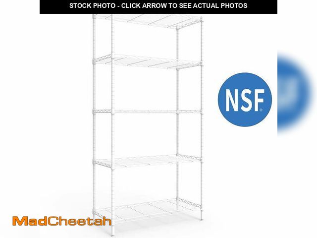 Lot 74-14607604 - Ktaxon 5-Tier Wire Shelving Unit, Steel Storage Rack for Garage Office Kitchen White, 30" W x 14" D ...
