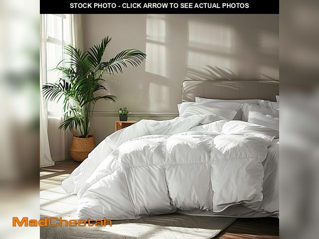 Lot 74-13583479 - Serta Goose Feather Down Fiber Cotton Comforter Queen Size - 100% Cotton Duvet Insert - Hotel Luxury...