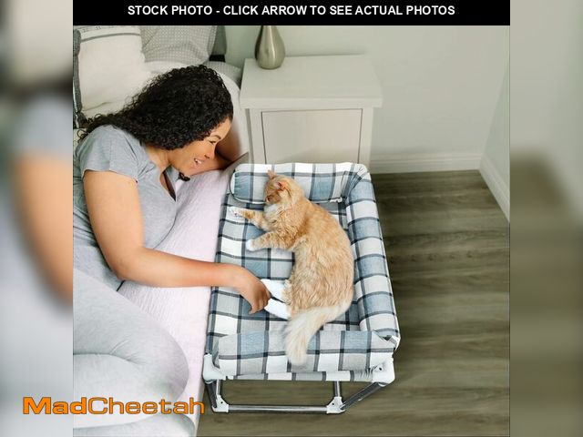 Lot 74-13712579 - Bedside Cosleeper Pet Dog Bed - Dog Beds with Pillow Extension Attached to Human Bed Height Raised P...