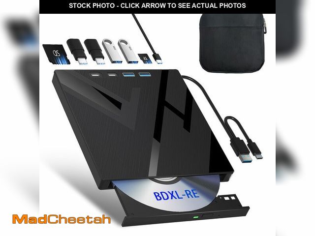 Lot 74-13957412 - 7 in 1 External Blu Ray Drive, External Blueray/DVD Drive for PC with SD/TF Port Blu Ray Burner, Sup...