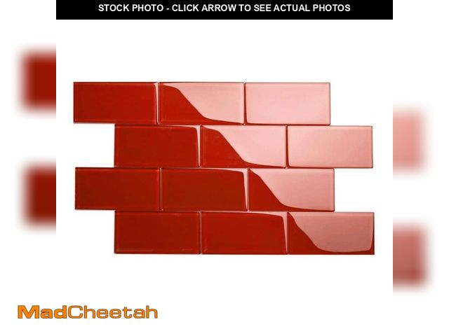 Lot 74-13822854 - Giorbello Ruby Red 3 in. x 6 in. x 8 mm Glass Subway Wall Tile (5 sq. ft./case) - UNUSED