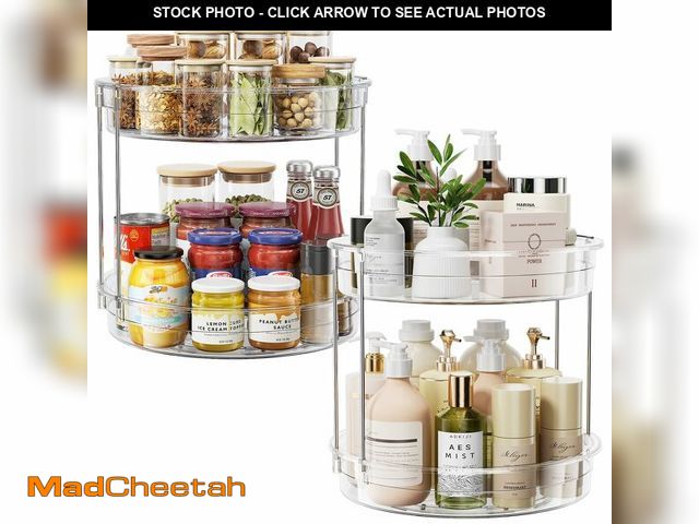 Lot 74-12702710 - LAMU 2 Pack 2 Tier Lazy Susan Turntable Organizer 12inch Rotating Spice Rack Organization for Cabine...
