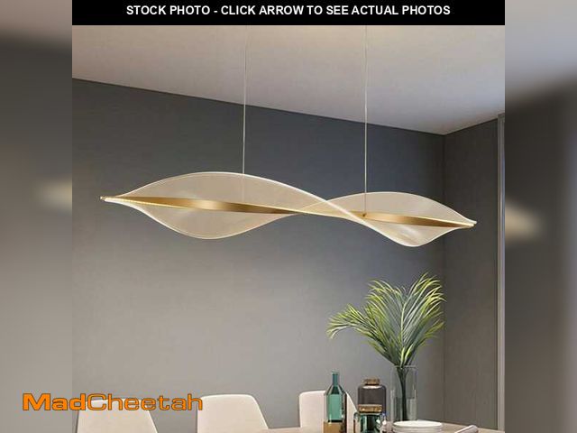 Lot 74-14373262 - aiwen 47.24 in. Modern 1-Light Gold 40-Watt Wave-Shaped Integrated LED Pendant Light Acrylic Linear ...