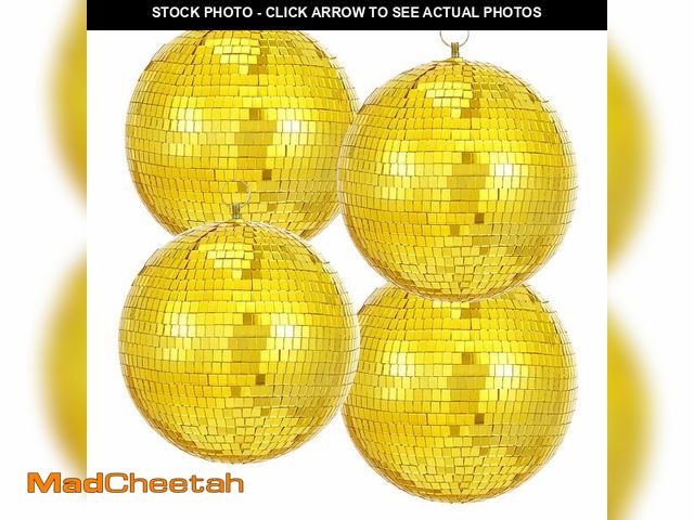 Lot 74-12712387 - Gold Mirror Disco Ball Hanging: 6 Inches Reflective Ball - 80s Party Club Stage Props DJ Light Effec...