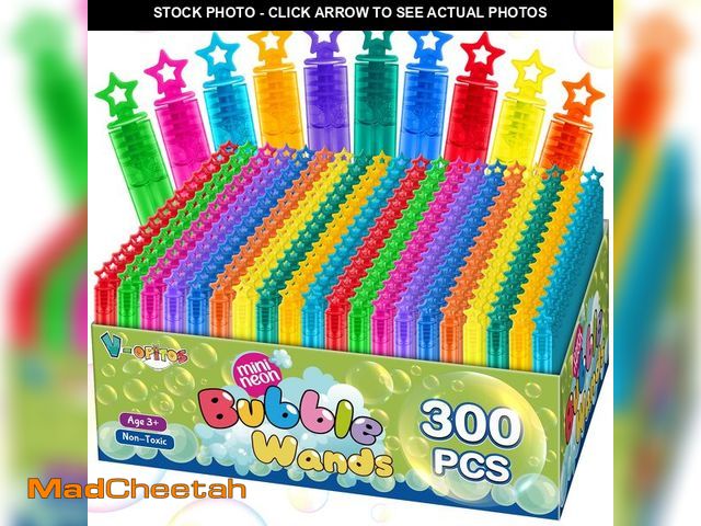 Lot 74-13565384 - 300 Pack Mini Bubble Wands in 10 Color, Bulk Party Favors for Kids, Ideal Goodies Bags Stuffers, The...
