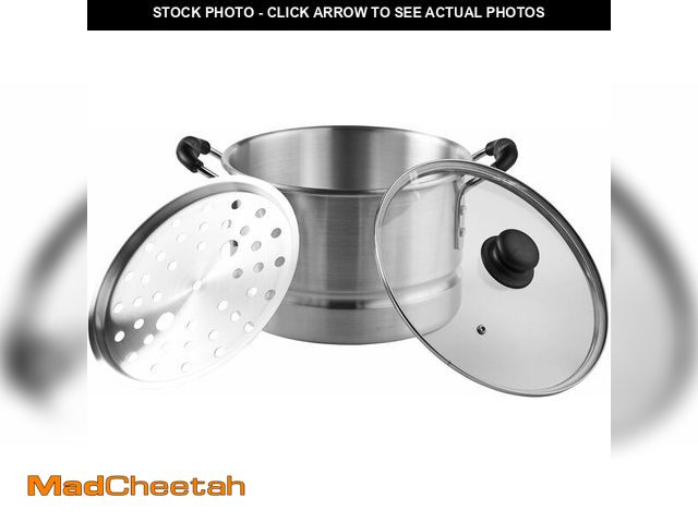 Lot 74-12633097 - IMUSA USA MEXICANA-410 Aluminum Steamer with Glass Lid 10-Quart, Silver, 10Qt - UNUSED