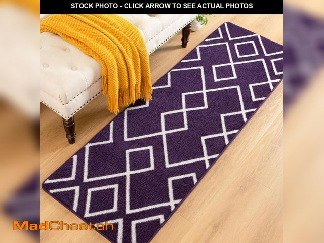 Lot 74-11556167 - Rtizon Runner Rug for Bedroom, 2x6 Feet Purple Shag Area Rugs with Memory Foam for Hallway Bedside, ...