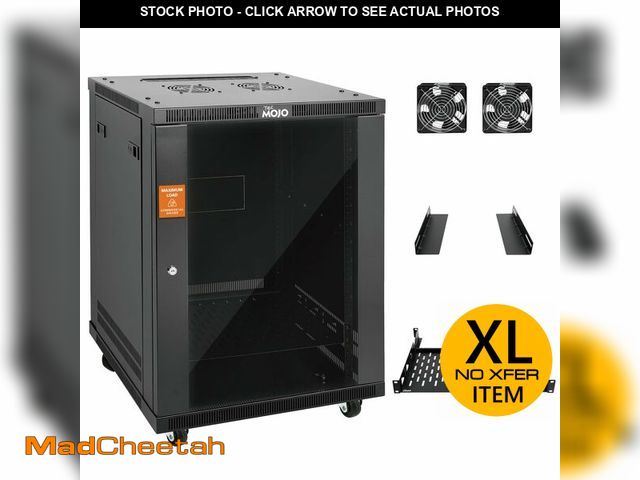 Lot 74-12568579 - Tecmojo 15U Wall Mount Rack,15U Rack 17.7 Inch Depth,Hold Up to 176 Lbs,Enclosed Wall Mount Rack Kit...