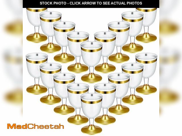 Lot 74-14207900 - Didaey 48 Pcs Disposable Plastic Wine Glasses 6 oz Party Wine Cups Hard Plastic Drinking Glasses wit...