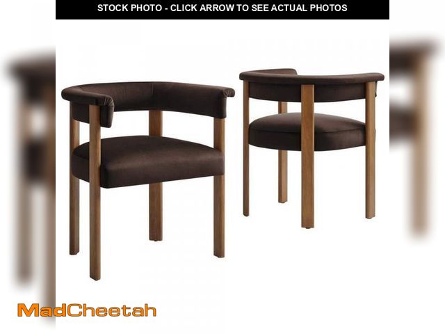 Lot 74-12424791 - MODWAY Imogen Performance Velvet Barrel Dining Chairs - Set of 2 in. Chocolate Brown Deep Brown - UN...