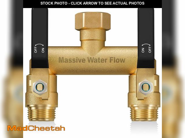 Lot 74-14148552 - Hose Splitter 2 Way Heavy Duty, Full Flow Garden Hose Splitter with 2 Long Metal Handles, Brass Rust...