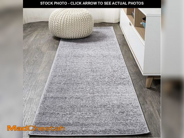 Lot 74-14068154 - JONATHAN Y Haze Solid Low-Pile Gray Runner Rug 2x8, Coastal,Bohemian,Minimalist,Classic, Easy-Cleani...