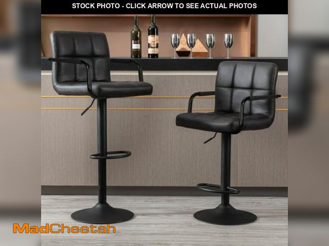 Lot 74-12156371 - (MISSING HARDWARE) JONPONY Bar Stools Set of 2  Back and Armrest Vintage Leather Modern Bar Chairs f...