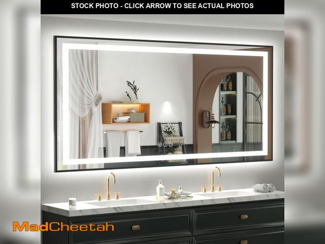 Lot 74-12489595 - OKPAL 72x40 Framed LED Bathroom Mirror with Lights, Large Lighted Vanity Mirrors for Bathroom Wall, ...