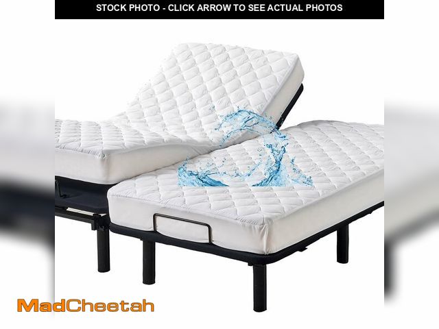 Lot 74-13550130 - Waterproof Quilted Split King Mattress Protector Pad for Adjustable Bed Noiseless Fitted Mattress Co...
