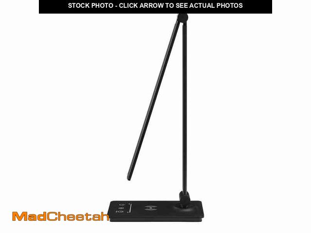 Lot 74-12691440 - *SCRATCHED* Hampton Bay 15 in. Black Wireless Charging Indoor Table Lamp with Plastic Shade *SCRATCH...