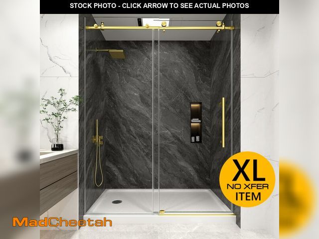 Lot 74-12659881 - KPUY Frameless Shower Door, 49-54" W x 76" H Sliding Glass Shower Door, 1/4" (6mm) Thick Tempered Cl...