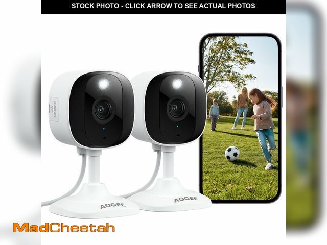 Lot 74-12709208 - AOQEE 2K Cameras for Home Security-Outdoor/Indoor Camera for Dog/Cat/Pet/Nanny/Baby, Color Night Vis...