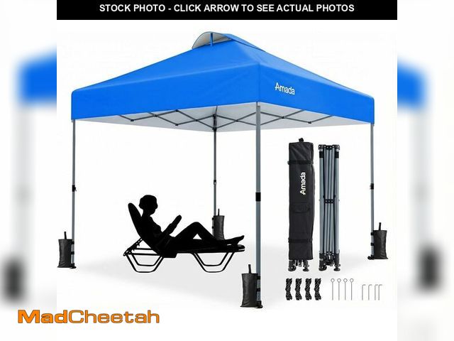 Lot 74-14309101 - Amada 10x10 Pop Up Canopy Tent, 1-Button Push Easy-up Outdoor Canopy Beach Tent with 3-Height Adjust...