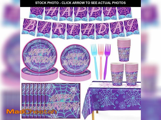 Lot 74-13569174 - FoldTier Spider Birthday Supplies and Decorations Spiderweb Party Plates and Napkins Spider Tableclo...