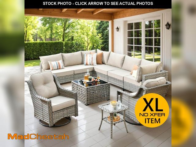Lot 74-14290845 - (MISSING SWIVEL CHAIRS,ONE CHAIR,ONE CUSHION) HOOOWOOO Holston 10-Piece Wicker Modern Outdoor Patio ...