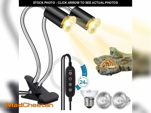 Lot 74-12675104 - Buddypuppy Reptile Heat Lamp, Double-Head Reptile Light Timer, UVA UVB Reptile Light with Clamp for ...