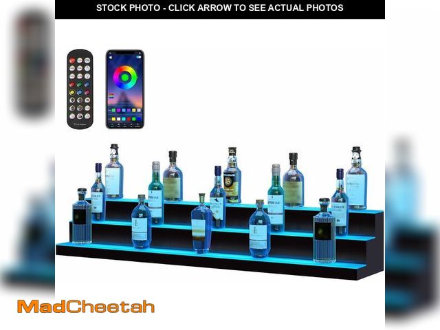 Lot 74-13582810 - VEVOR LED Lighted Liquor Bottle Display Shelf, 3 Tiers 60 Inches, Supports USB, Illuminated Home Bar...