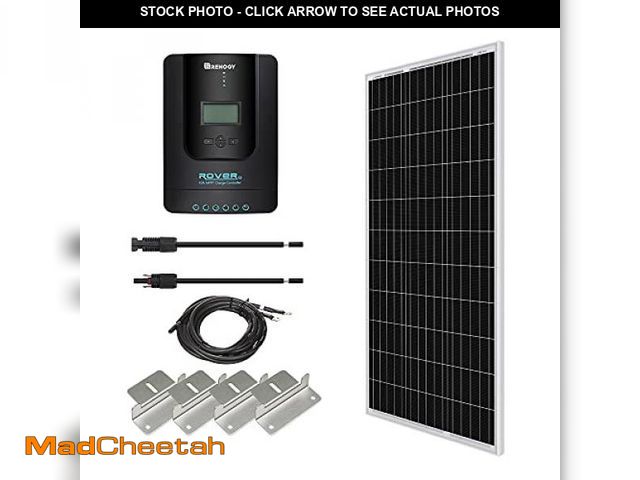 Lot 74-12399288 - Renogy 100 Watt 12 Volt Monocrystalline Solar Starter Kit with 40A Rover MPPT Charge Controller(PANE...