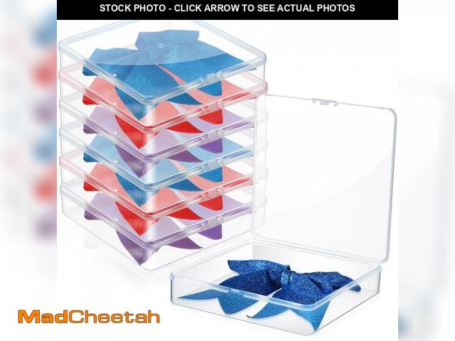 Lot 74-12436543 - GlikCeil 6 Pcs 7'' x 7'' Cheer Bow Box Portable Case Clear Plastic Storage Containers with Lids for ...