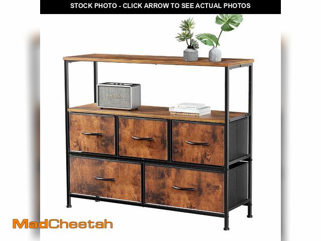 Lot 74-14288203 - EDX Dresser TV Stand, Entertainment Center with Fabric Drawers, Media Console Table with Open Shelve...