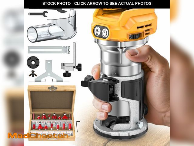 Lot 74-13628015 - MtiolHig Cordless Compact Router Compatible with DeWalt 20V Battery, With 15Pcs Router Bits 6 Variab...