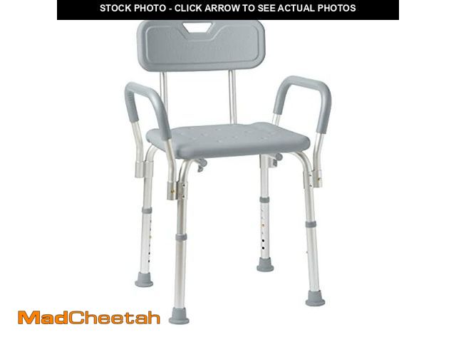 Lot 74-12695757 - Medline Shower Chair Seat with Padded Armrests and Back, Heavy Duty Shower Stool for Bathtub, Slip R...